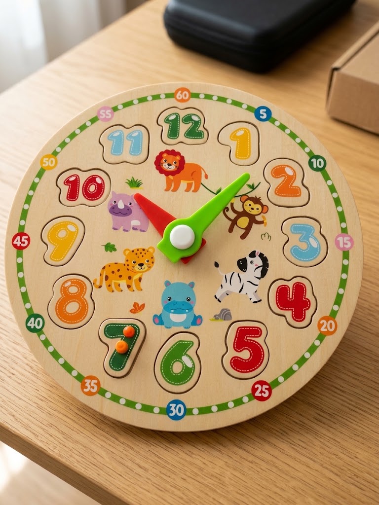 Wooden Animal Teaching Clock Puzzle
