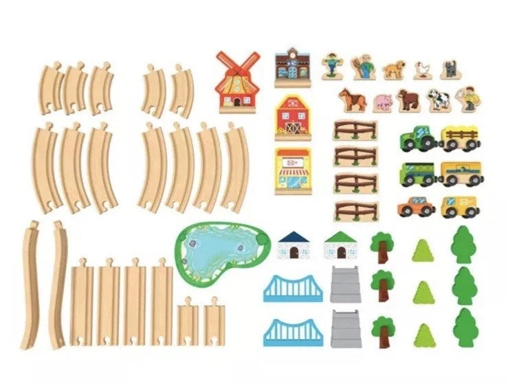 Playtive Farm Wooden Train Set
